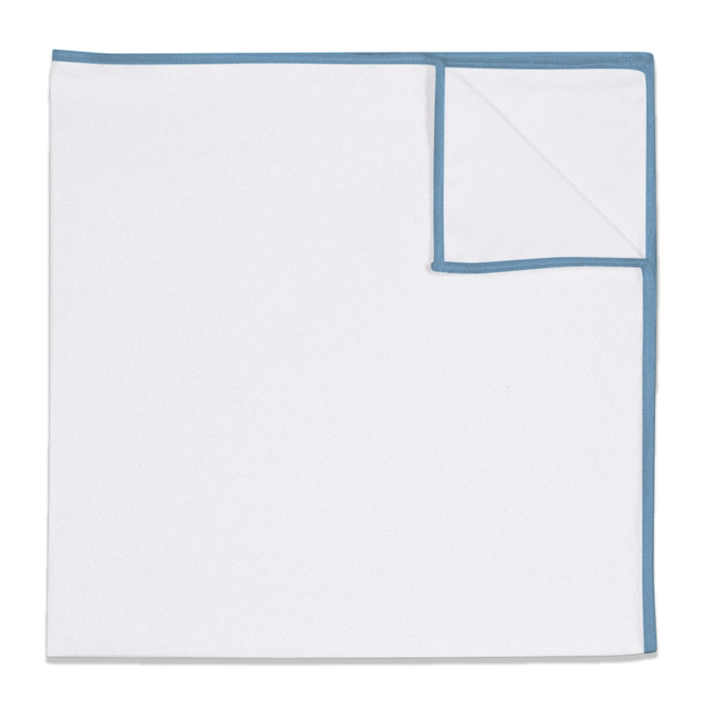 Upcycled White Pocket Square with Accent Thread - KT Light Blue -  - Knotty Tie Co.