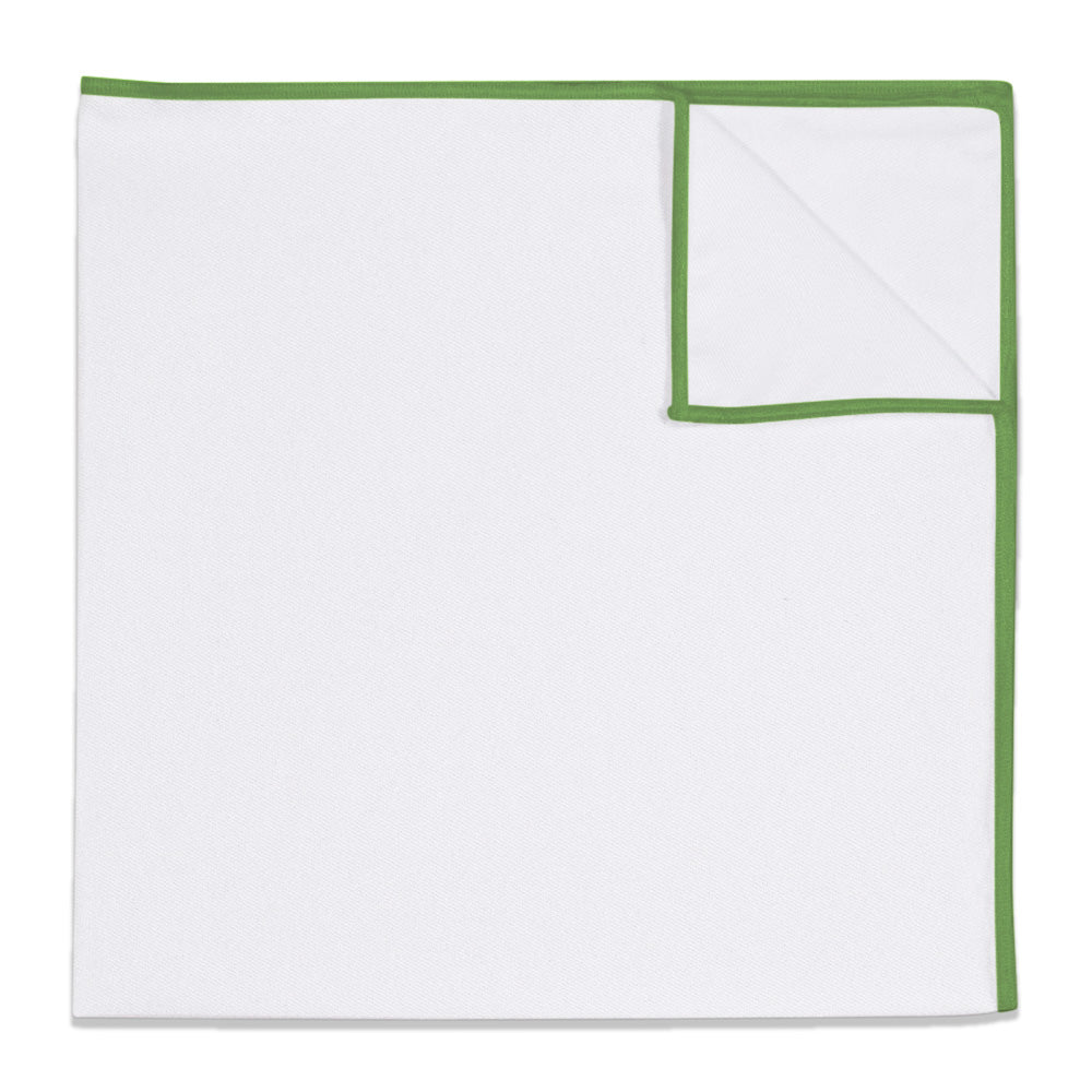 Upcycled White Pocket Square with Accent Thread - KT Lime -  - Knotty Tie Co.