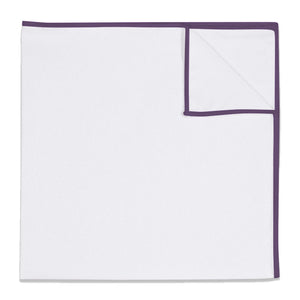 Upcycled White Pocket Square with Accent Thread - KT Purple -  - Knotty Tie Co.