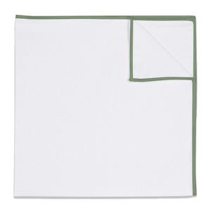 Upcycled White Pocket Square with Accent Thread - KT Sage Green -  - Knotty Tie Co.