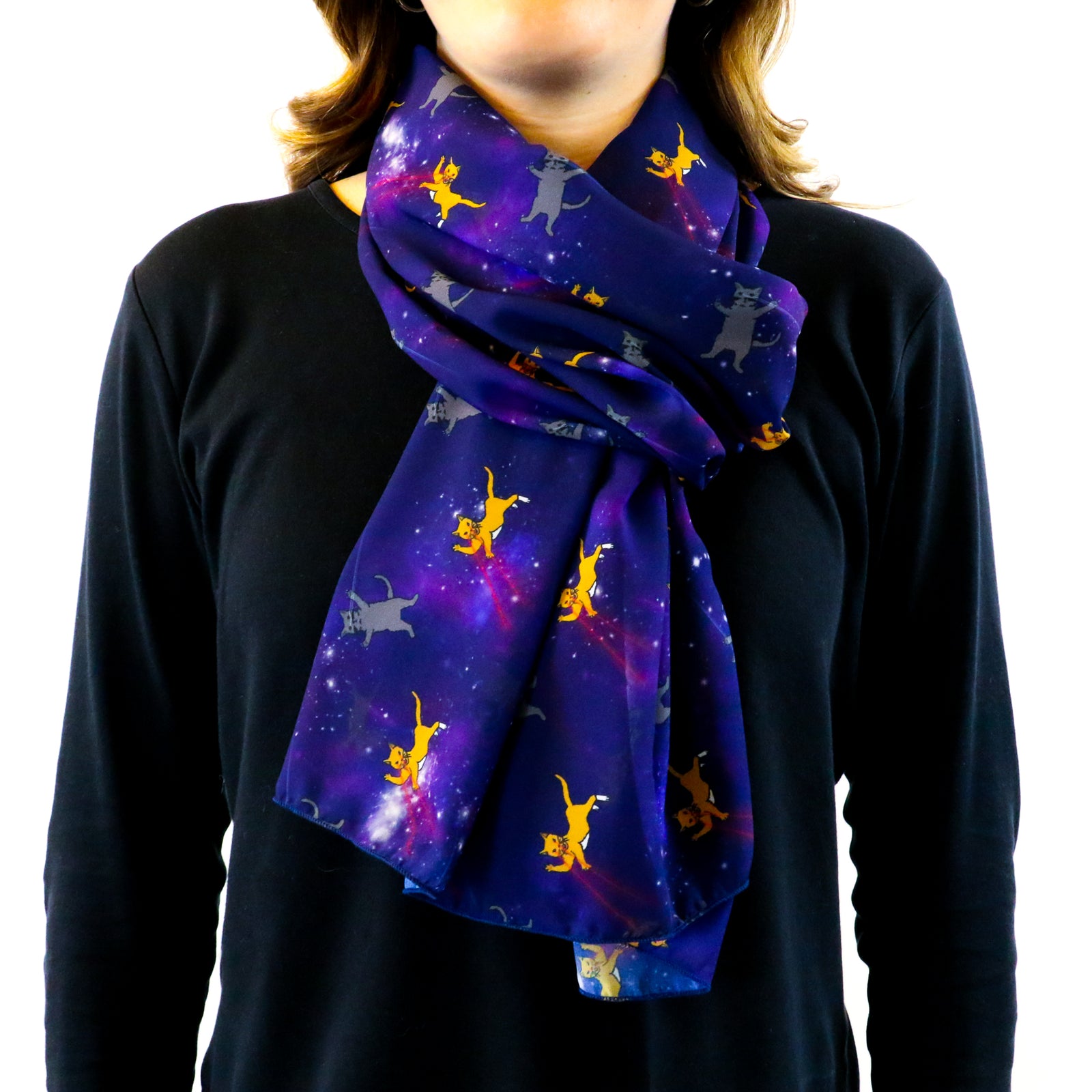 Laser Cats Rectangle Scarf - Front View - Knotty Tie Co.