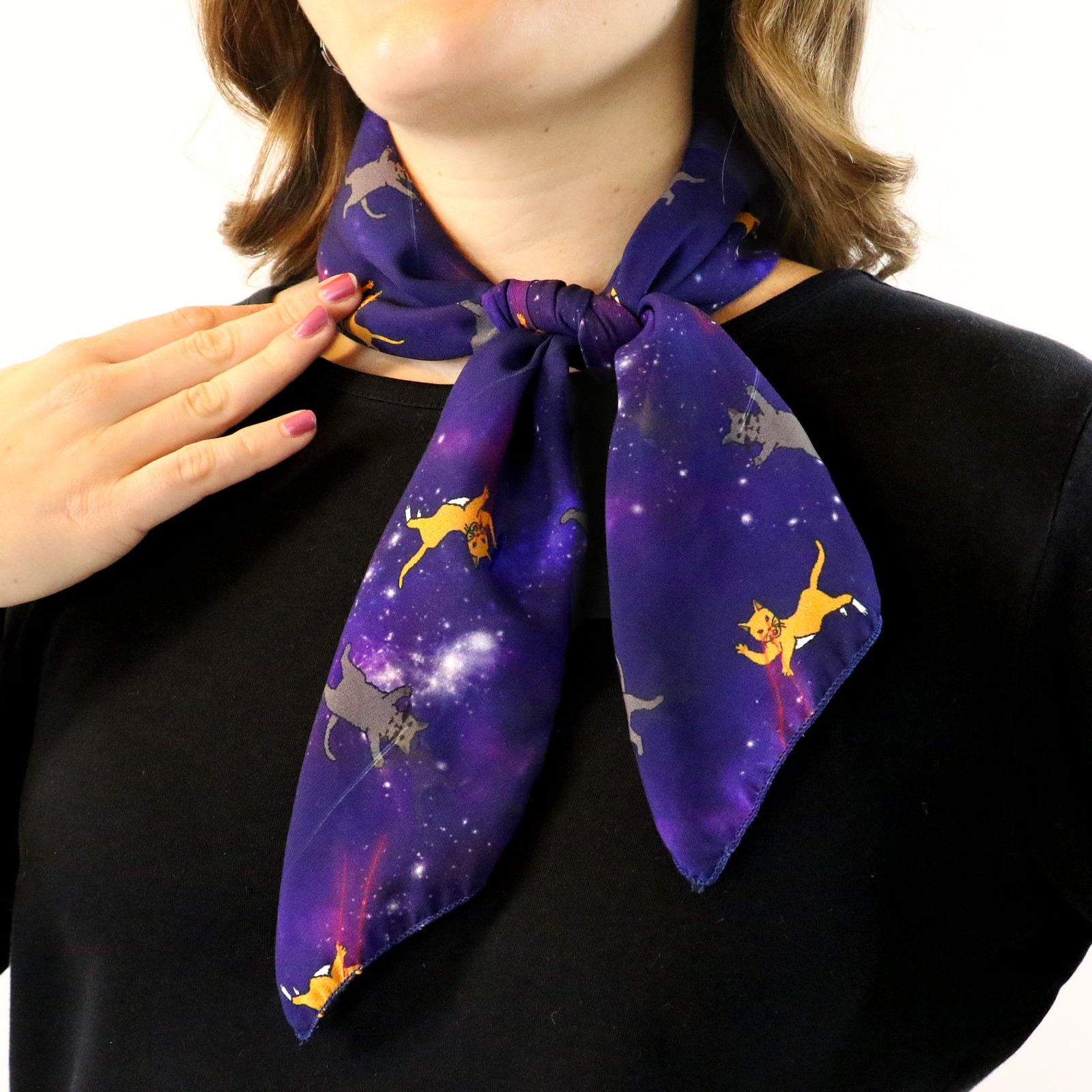 Laser Cats Square Scarf - Tied Bandana Style - Knotty Tie Co.