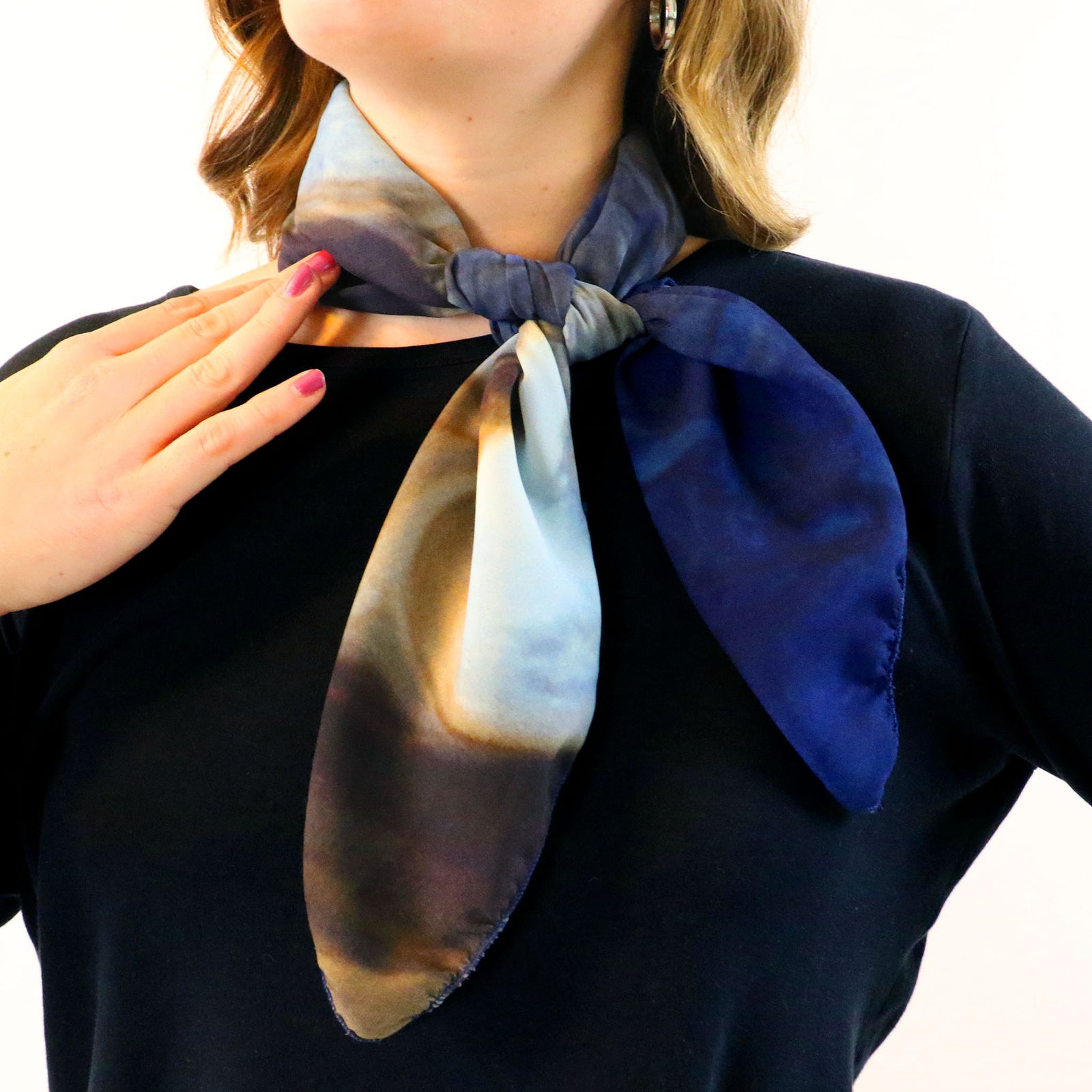 Jupiter's Spot Square Scarf - Tied Bandana Style - Knotty Tie Co.
