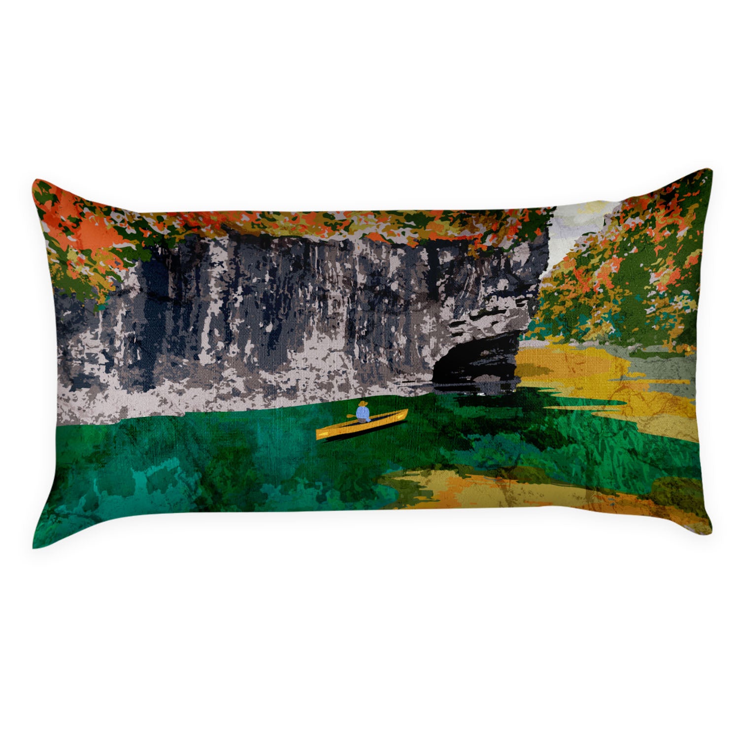 Buffalo National River Abstract Lumbar Pillow - Front - Knotty Tie Co.