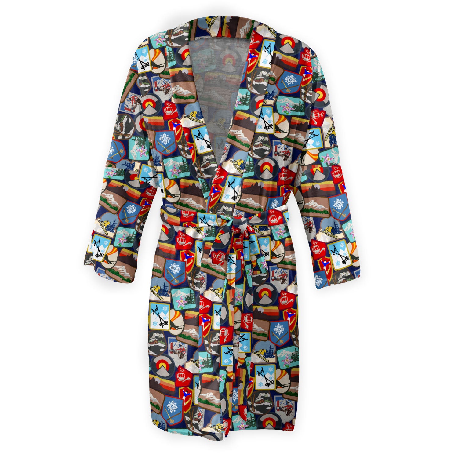 Vintage Ski Patches Robe - Front - Knotty Tie Co.