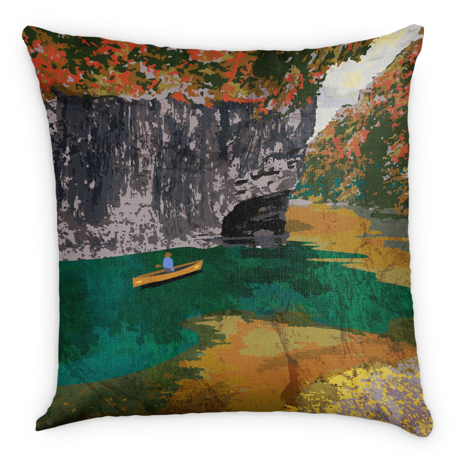 Buffalo National River Abstract Square Pillow - Front - Knotty Tie Co.