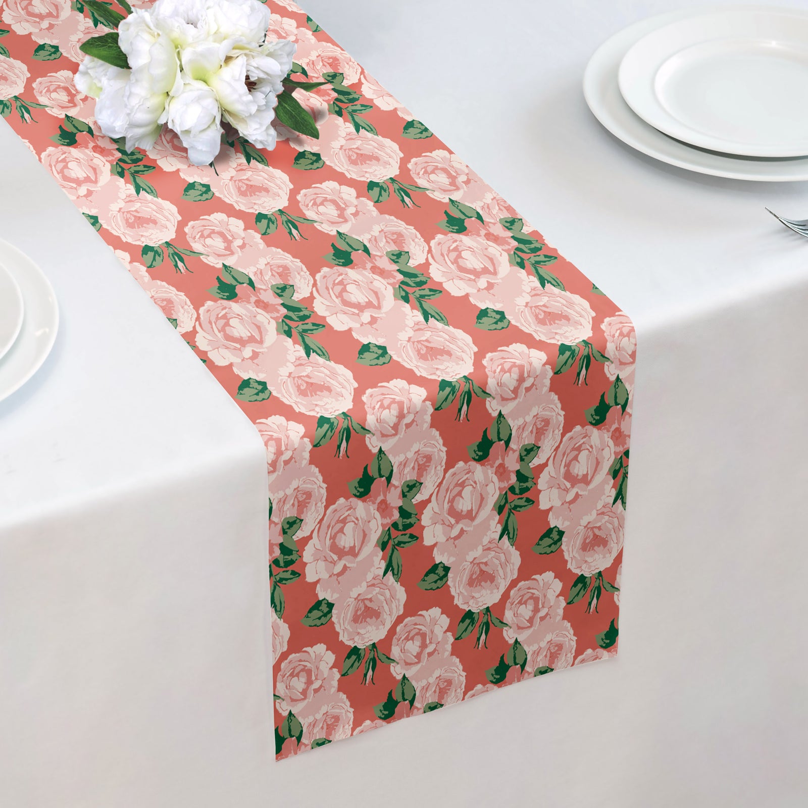 Paeonia Table Runner - Over Table Edge - Knotty Tie Co.