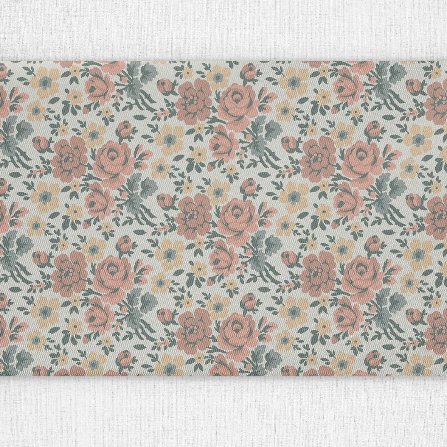 Cooper Floral Table Runner - Over Table Edge - Knotty Tie Co.