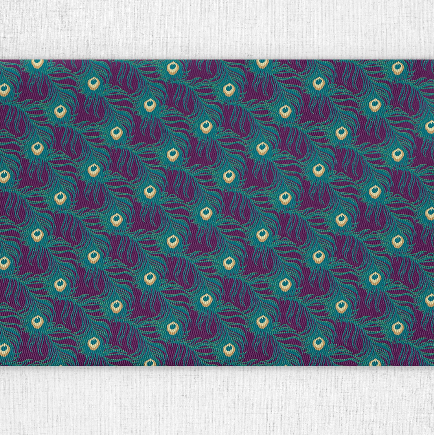 Peacock Feathers Table Runner - Over Table Edge - Knotty Tie Co.