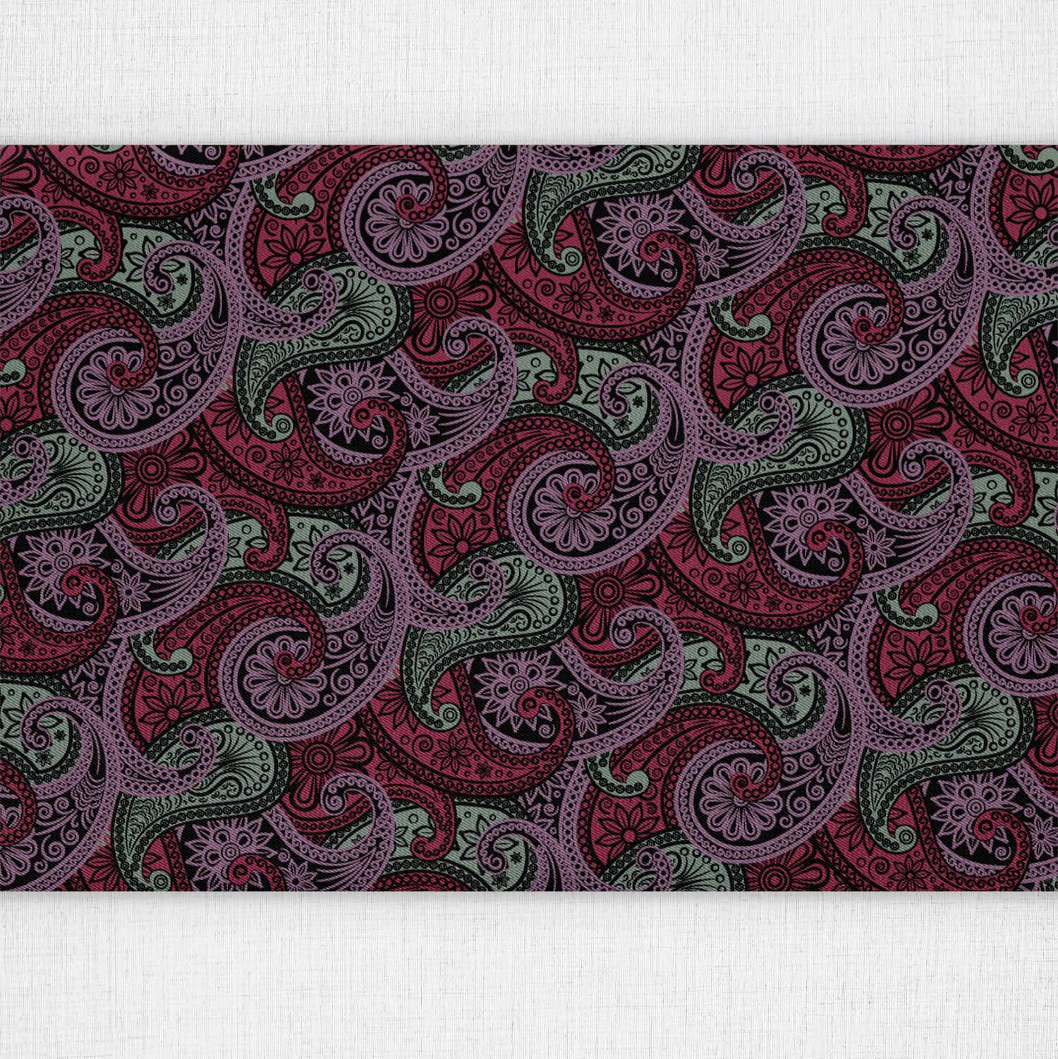 Sebastian Paisley Table Runner - Over Table Edge - Knotty Tie Co.