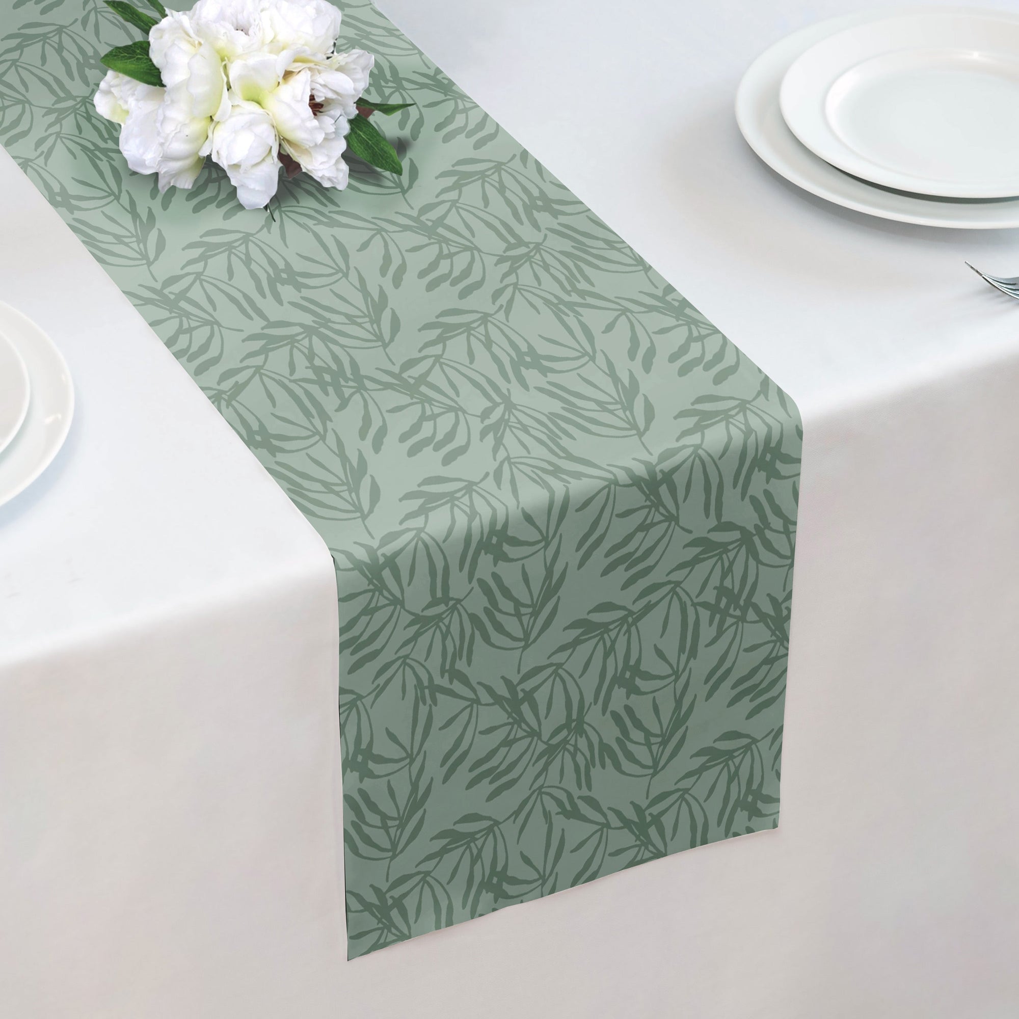 Olive Leaf Floral Table Runner - 12" x 72" -  - Knotty Tie Co.