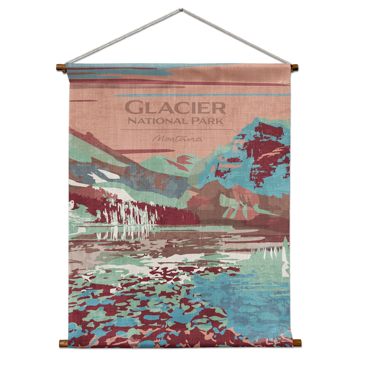 Glacier National Park Abstract Portrait Wall Hanging - Natural - Knotty Tie Co.