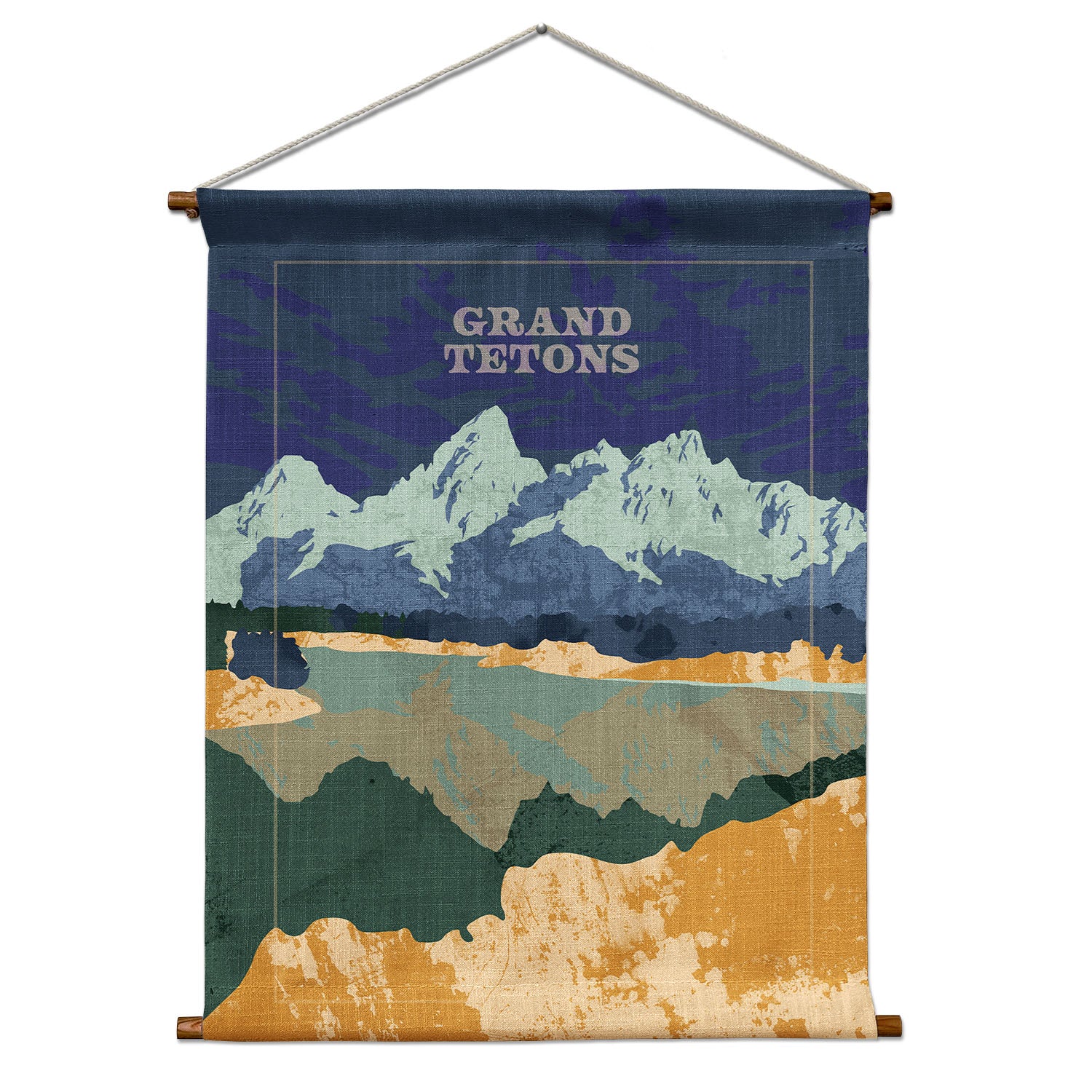 Grand Tetons National Park Abstract Portrait Wall Hanging - Natural - Knotty Tie Co.
