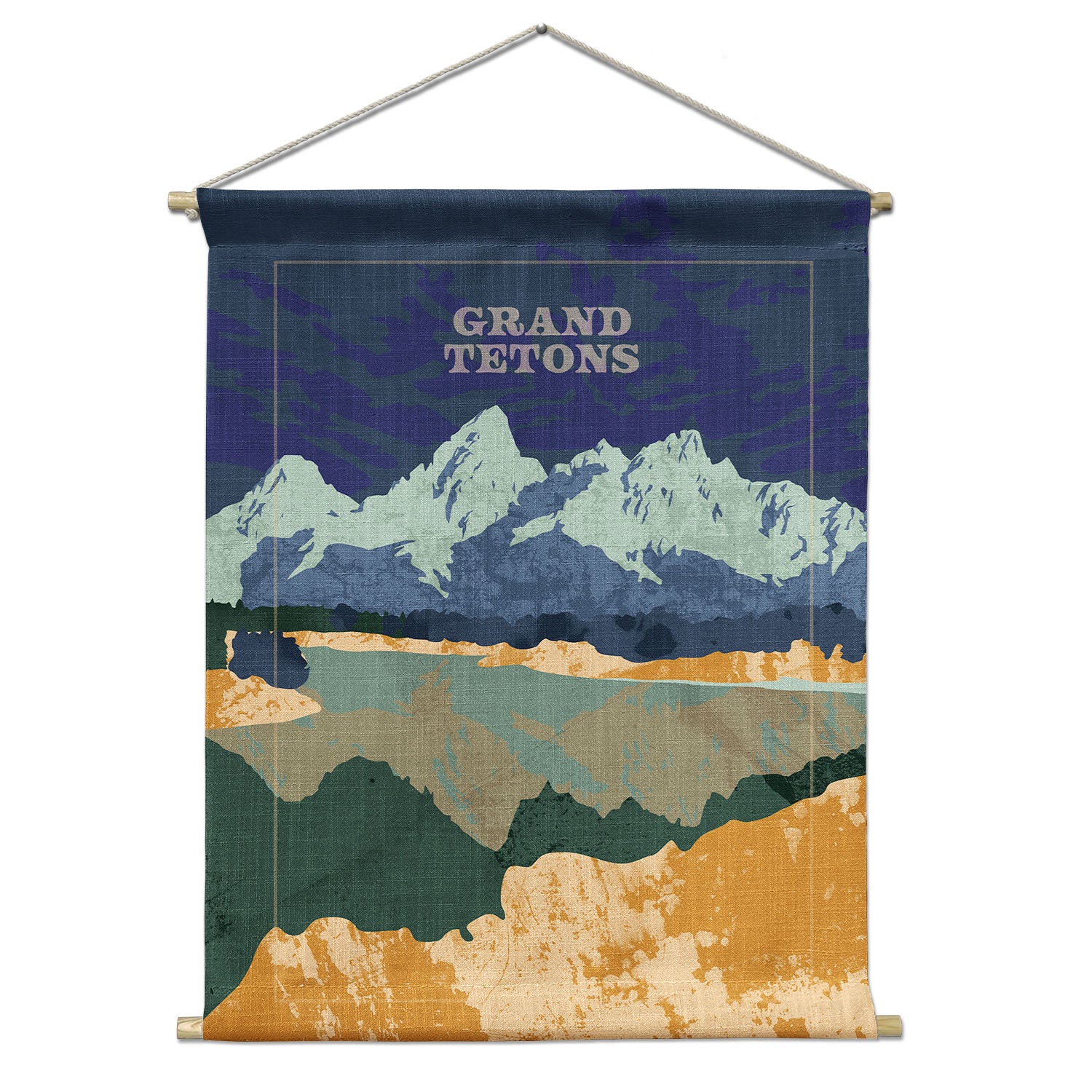 Grand Tetons National Park Abstract Portrait Wall Hanging - Natural - Knotty Tie Co.