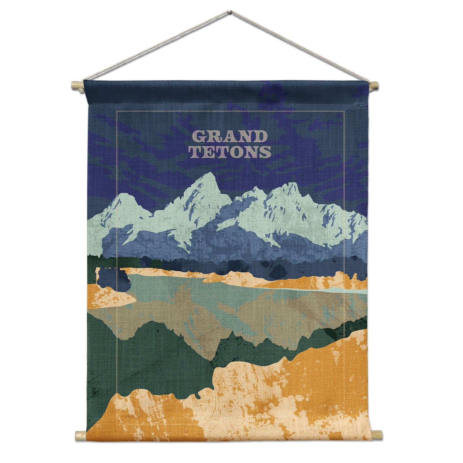 Grand Tetons National Park Abstract Portrait Wall Hanging - Natural -  - Knotty Tie Co.