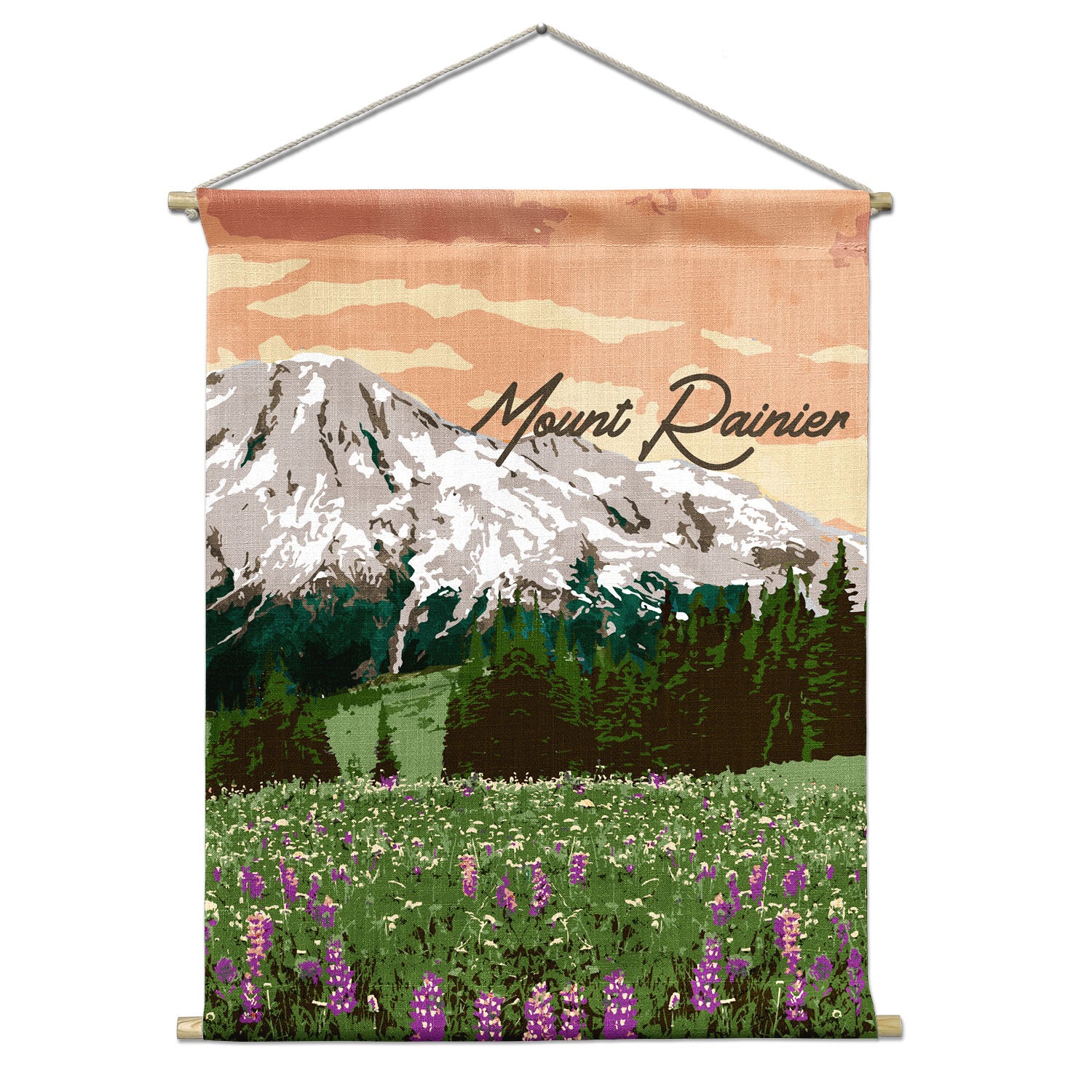 Mount Rainier National Park Abstract Portrait Wall Hanging - Natural -  - Knotty Tie Co.
