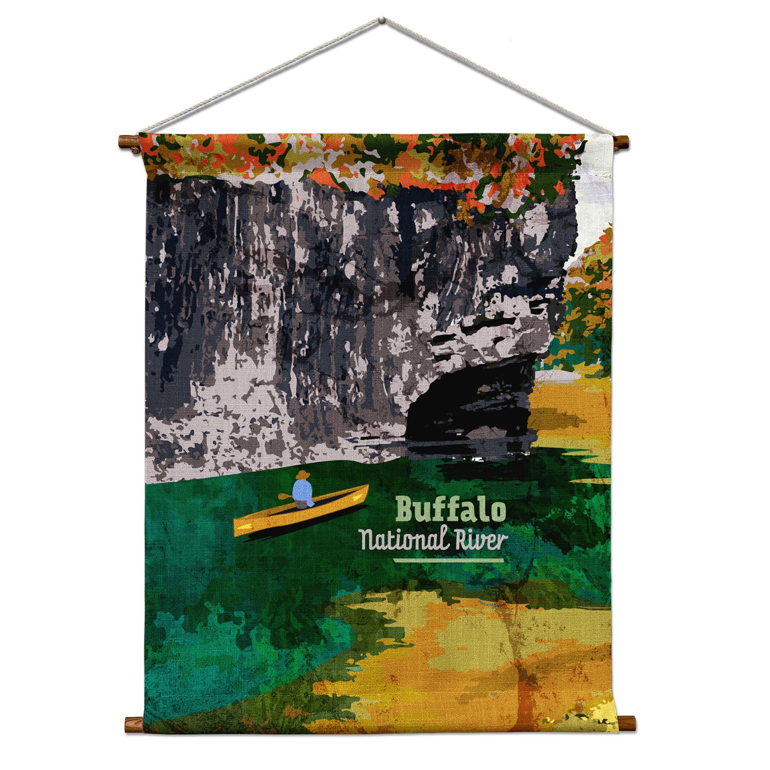 Buffalo National River Abstract Portrait Wall Hanging - Natural - Knotty Tie Co.
