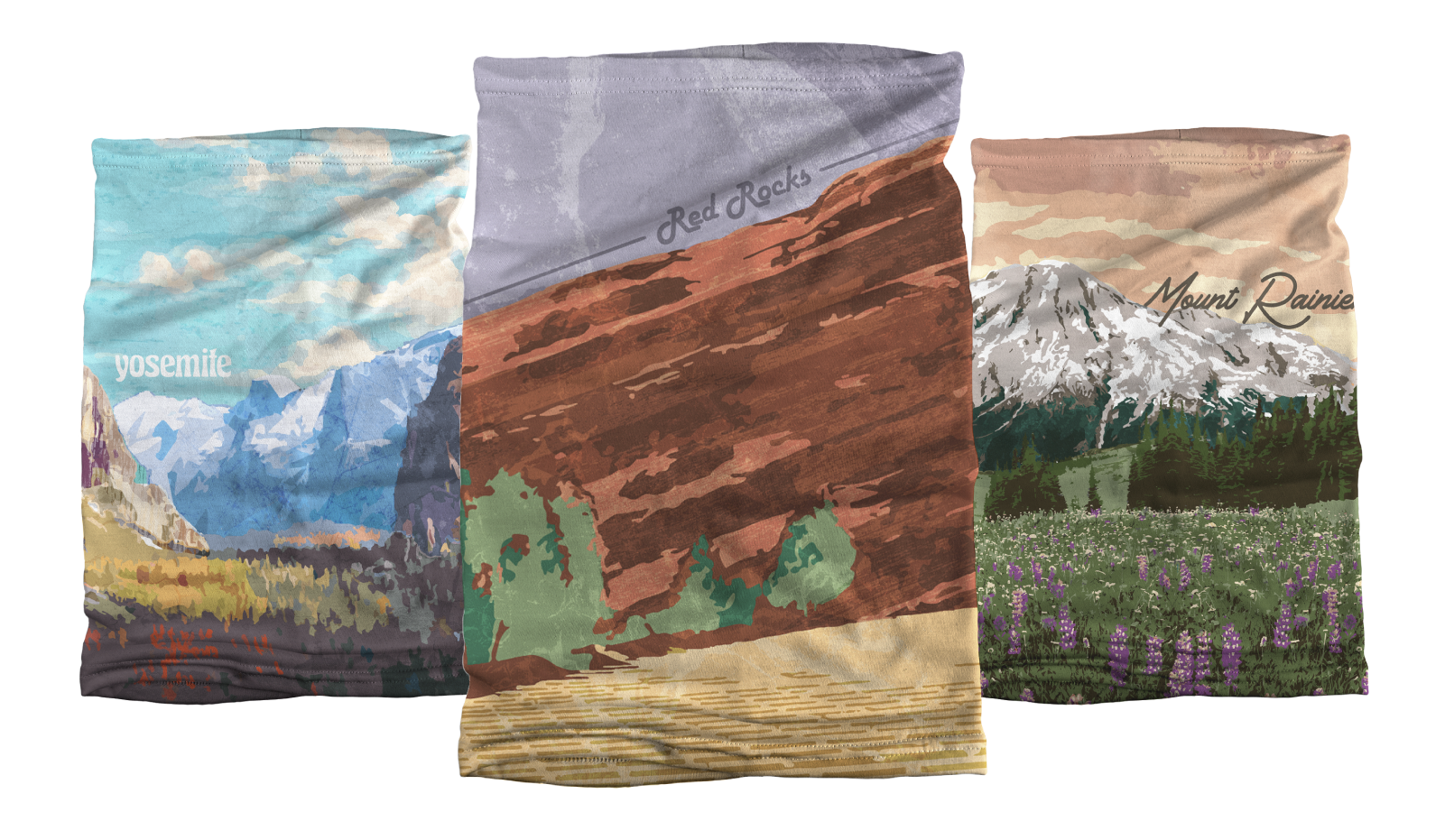 Abstract National and State Park Inspired Neck Gaiter Designs