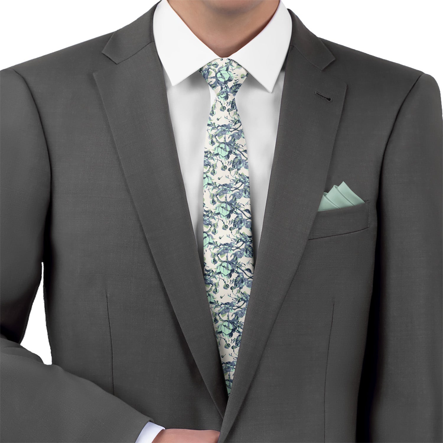 Abstract Floral Necktie - Matching Pocket Square - Knotty Tie Co.