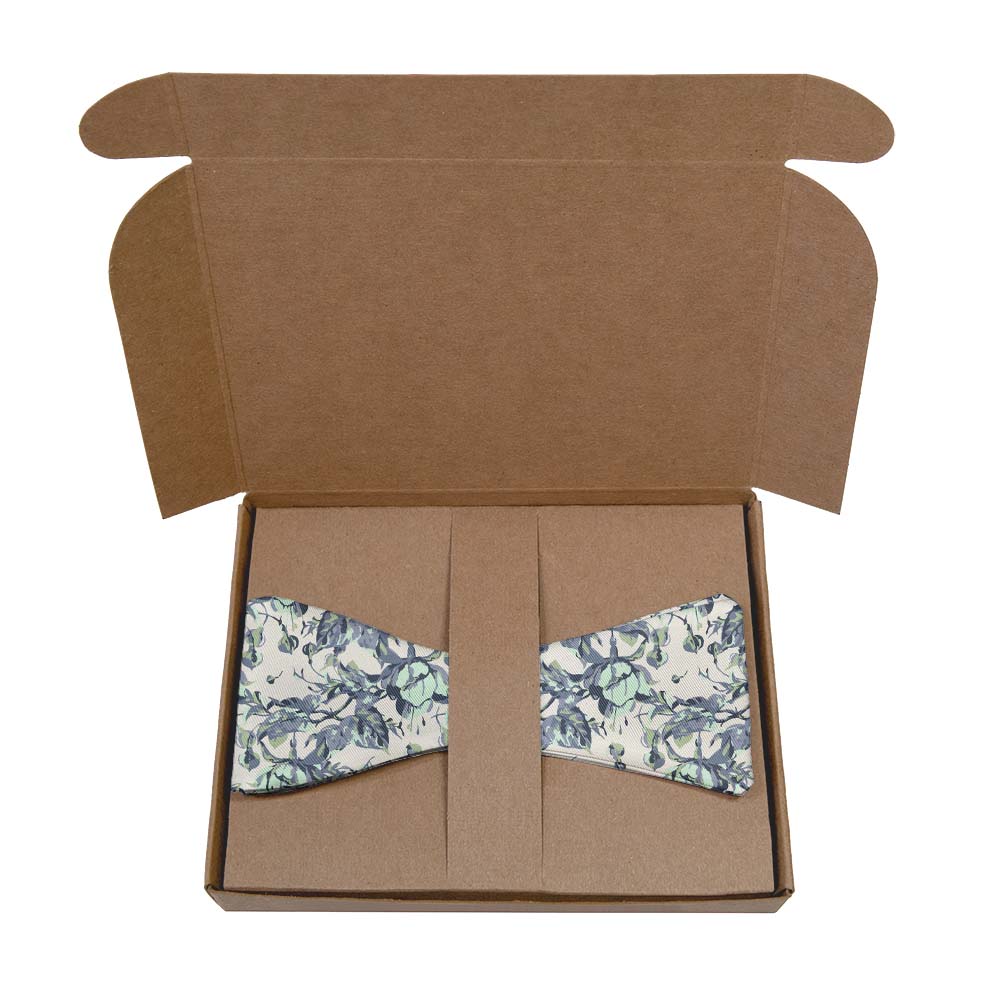 Abstract Floral Bow Tie- Kraft Gift Box Packaging - Knotty Tie Co.