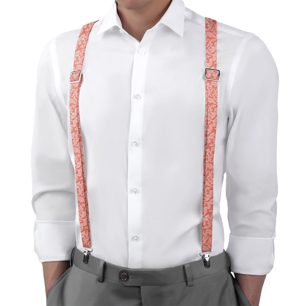Adorned Paisley Suspenders - On Model Back View - Knotty Tie Co.