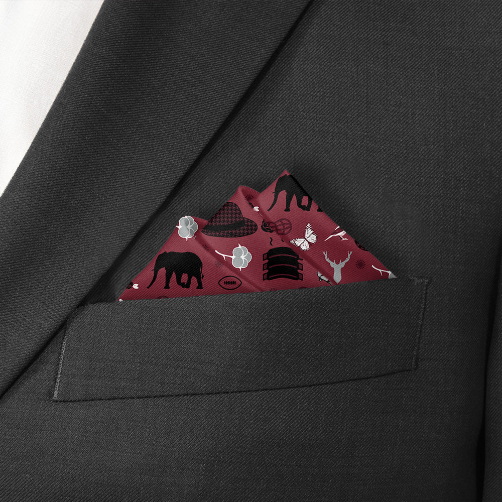 Alabama State Heritage Pocket Square - Stairs Fold - Knotty Tie Co.