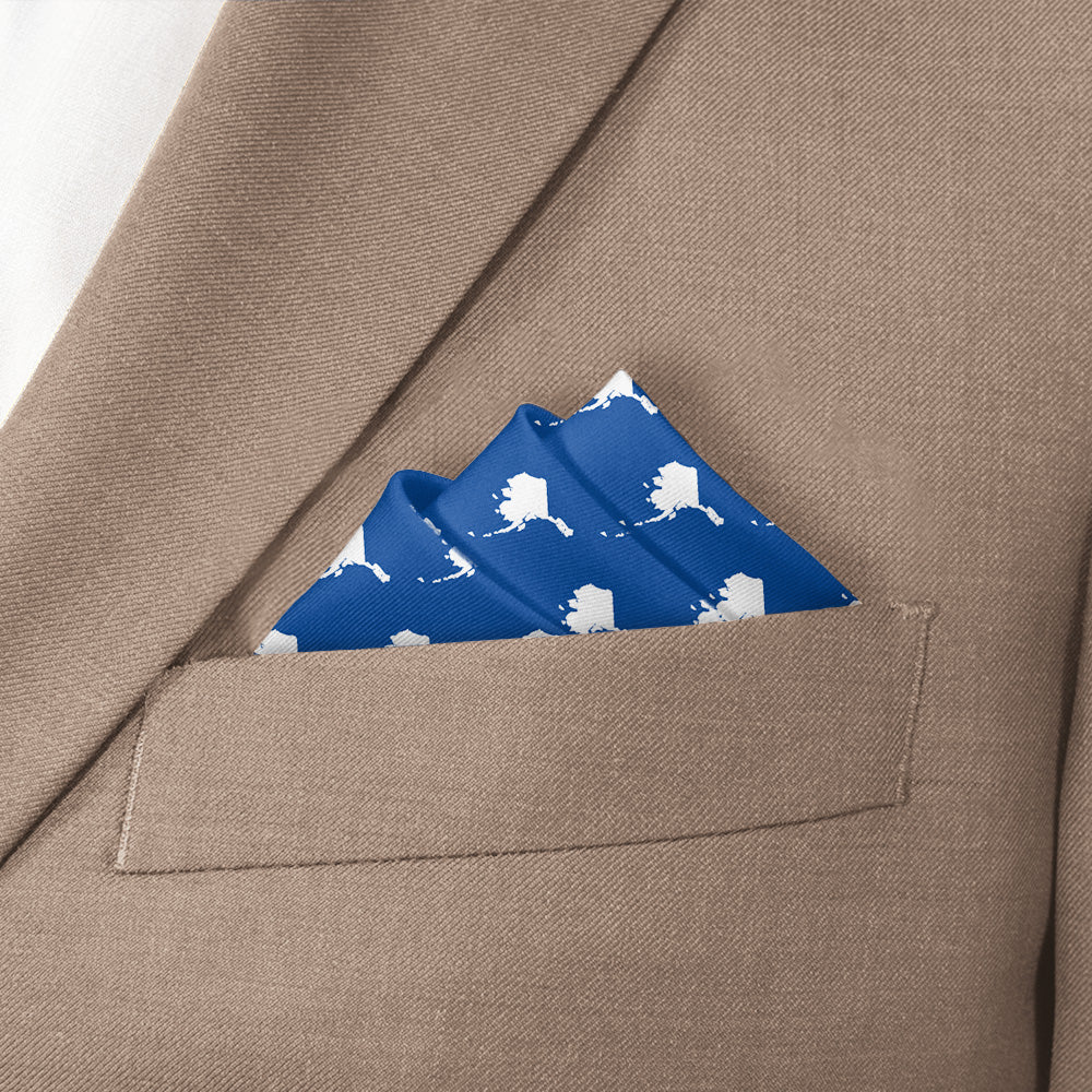 Alaska State Outline Pocket Square - Stairs Fold - Knotty Tie Co.