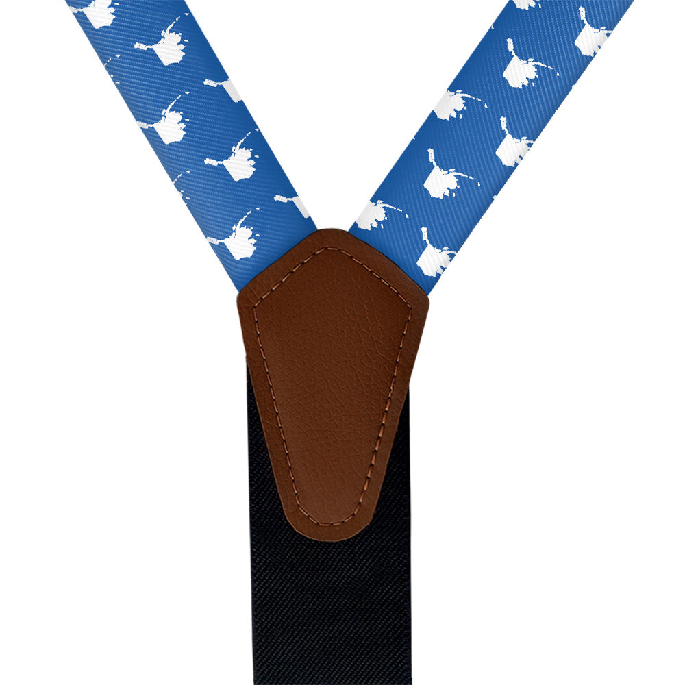 Alaska State Outline Suspenders - Vegan Leather Y-Back - Knotty Tie Co.