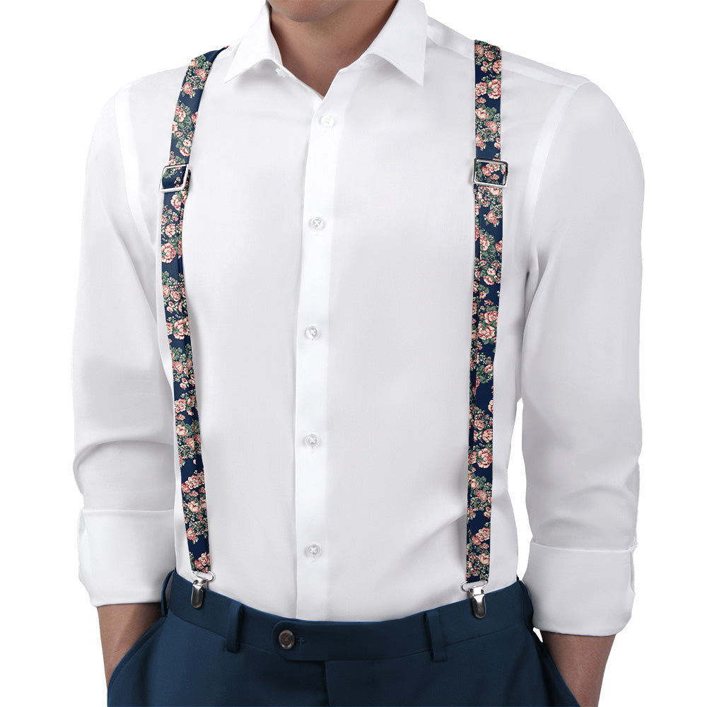 Allison Floral Suspenders - On Model Back View - Knotty Tie Co.