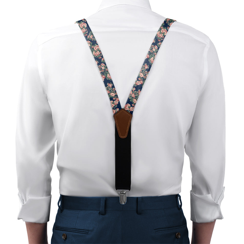 Allison Floral Suspenders - On Model Front View - Knotty Tie Co.