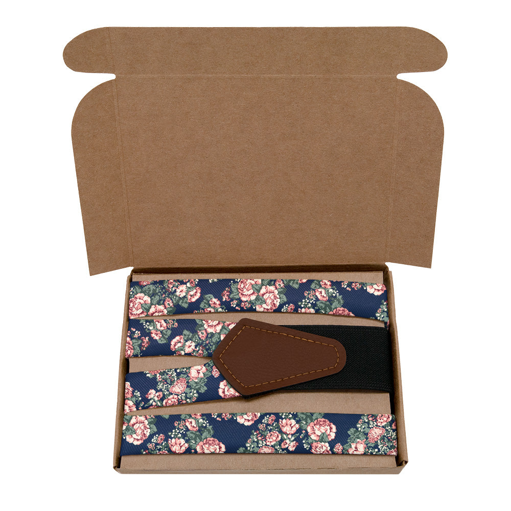 Allison Floral Suspenders - Kraft Gift Box Packaging - Knotty Tie Co.