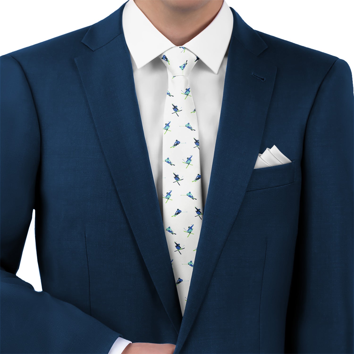 Alpine Skiing Necktie - Matching Pocket Square - Knotty Tie Co.