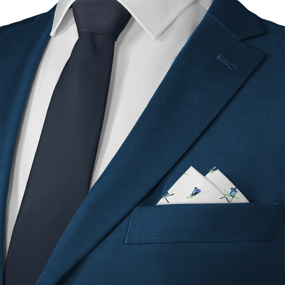 Alpine Skiing Pocket Square - Matching Necktie - Knotty Tie Co.