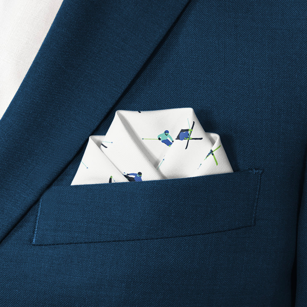 Alpine Skiing Pocket Square - Scalloped Fold - Knotty Tie Co.