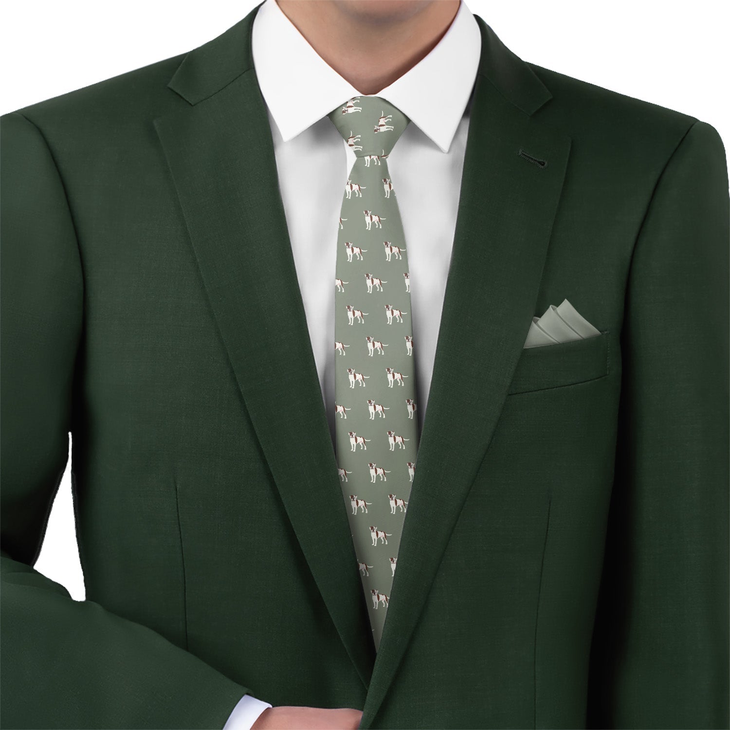 American Bulldog Necktie - Matching Pocket Square - Knotty Tie Co.