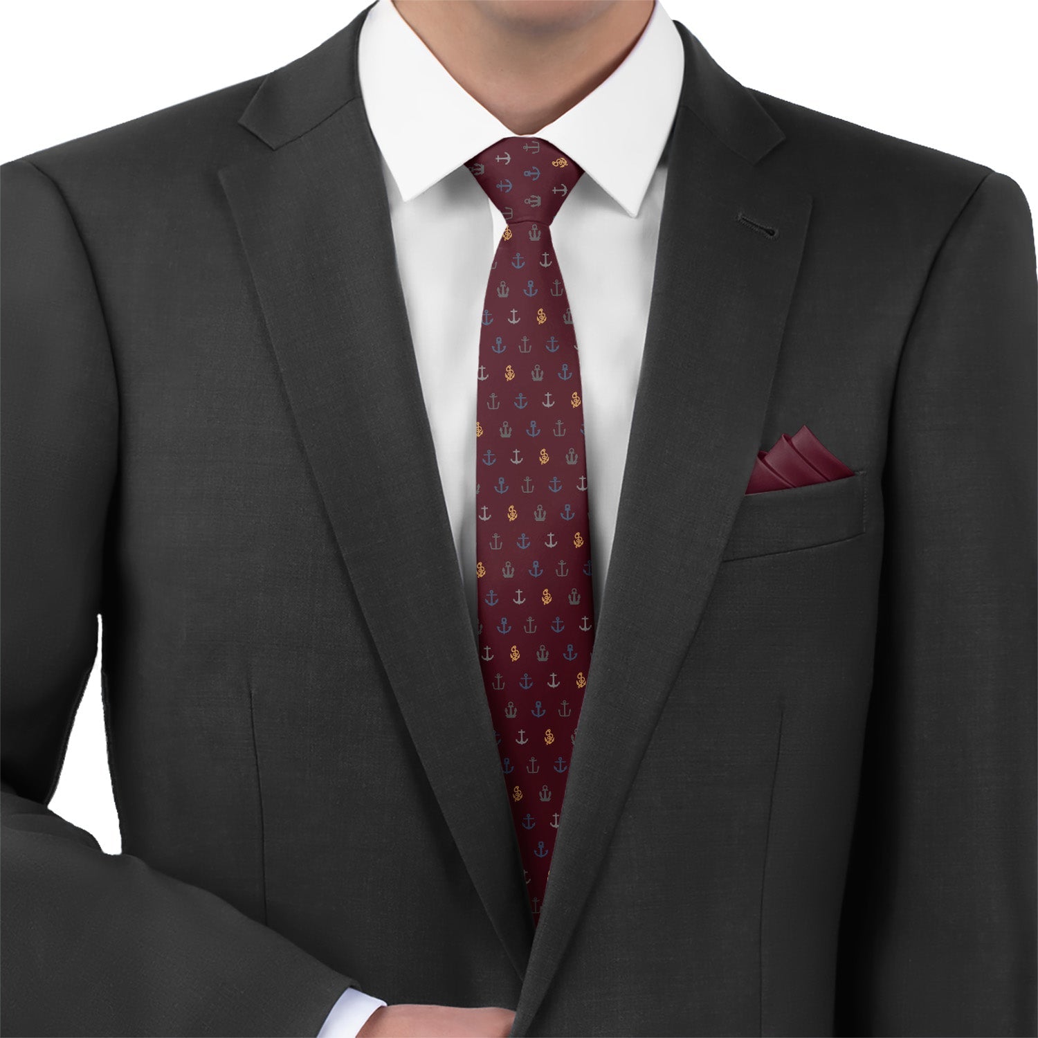 Anchors Away Necktie - Matching Pocket Square - Knotty Tie Co.