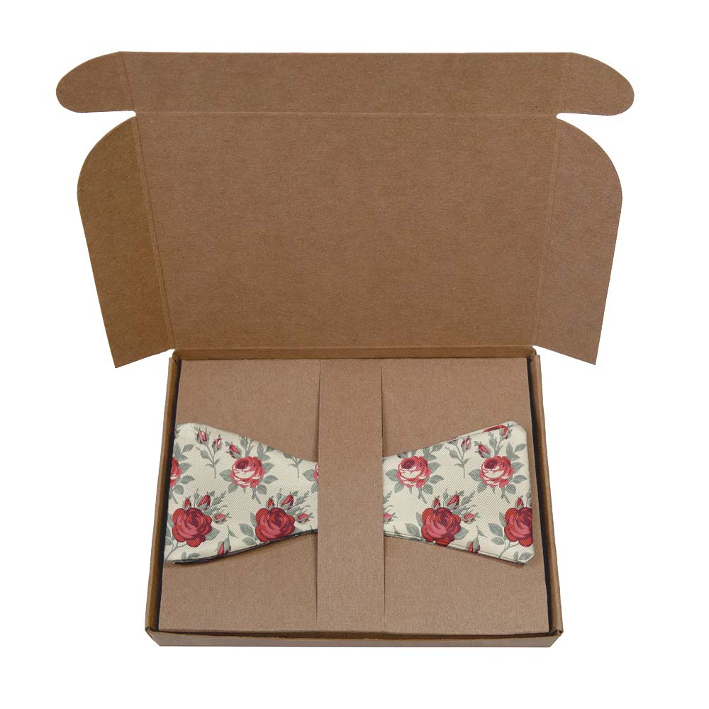 Antique Rose Bow Tie- Kraft Gift Box Packaging - Knotty Tie Co.