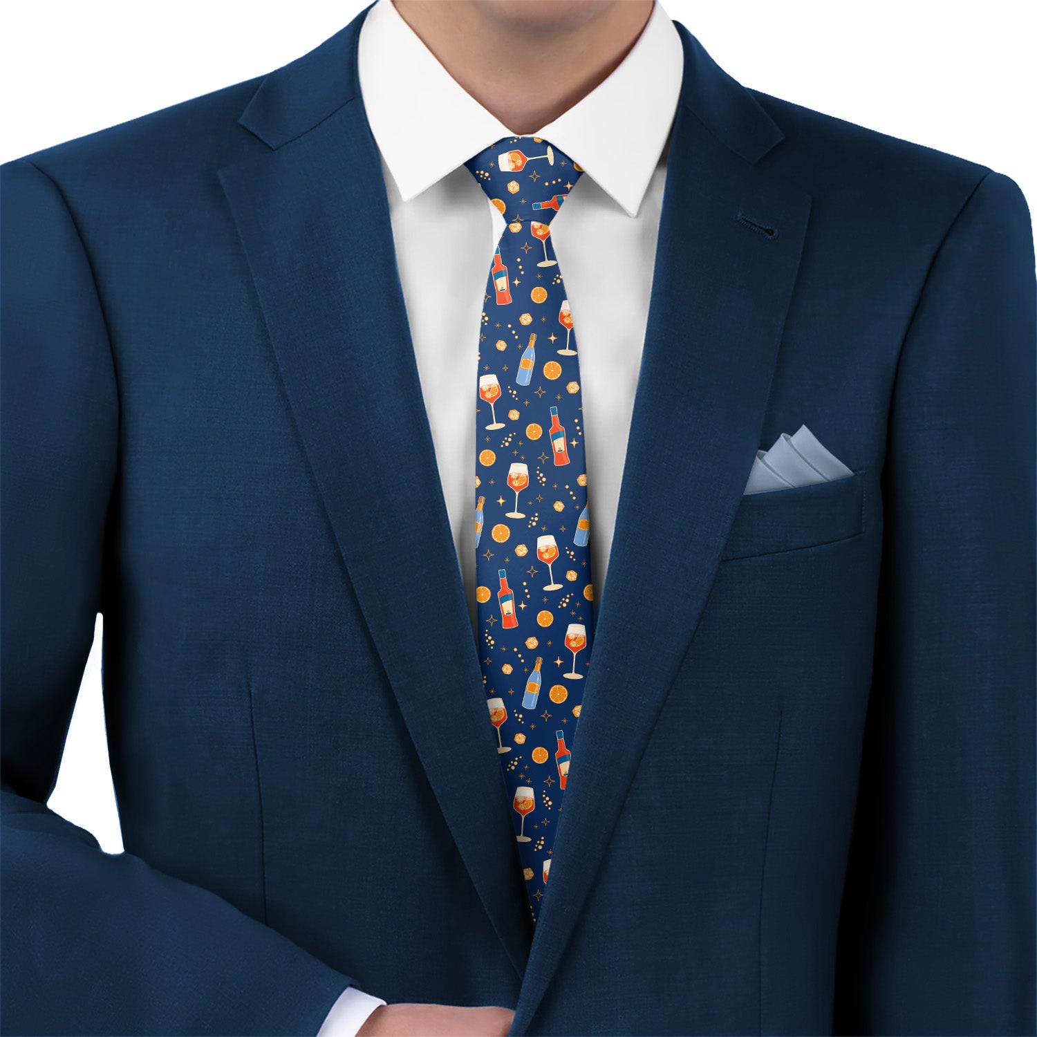 Aperol Spritz Necktie - Matching Pocket Square - Knotty Tie Co.