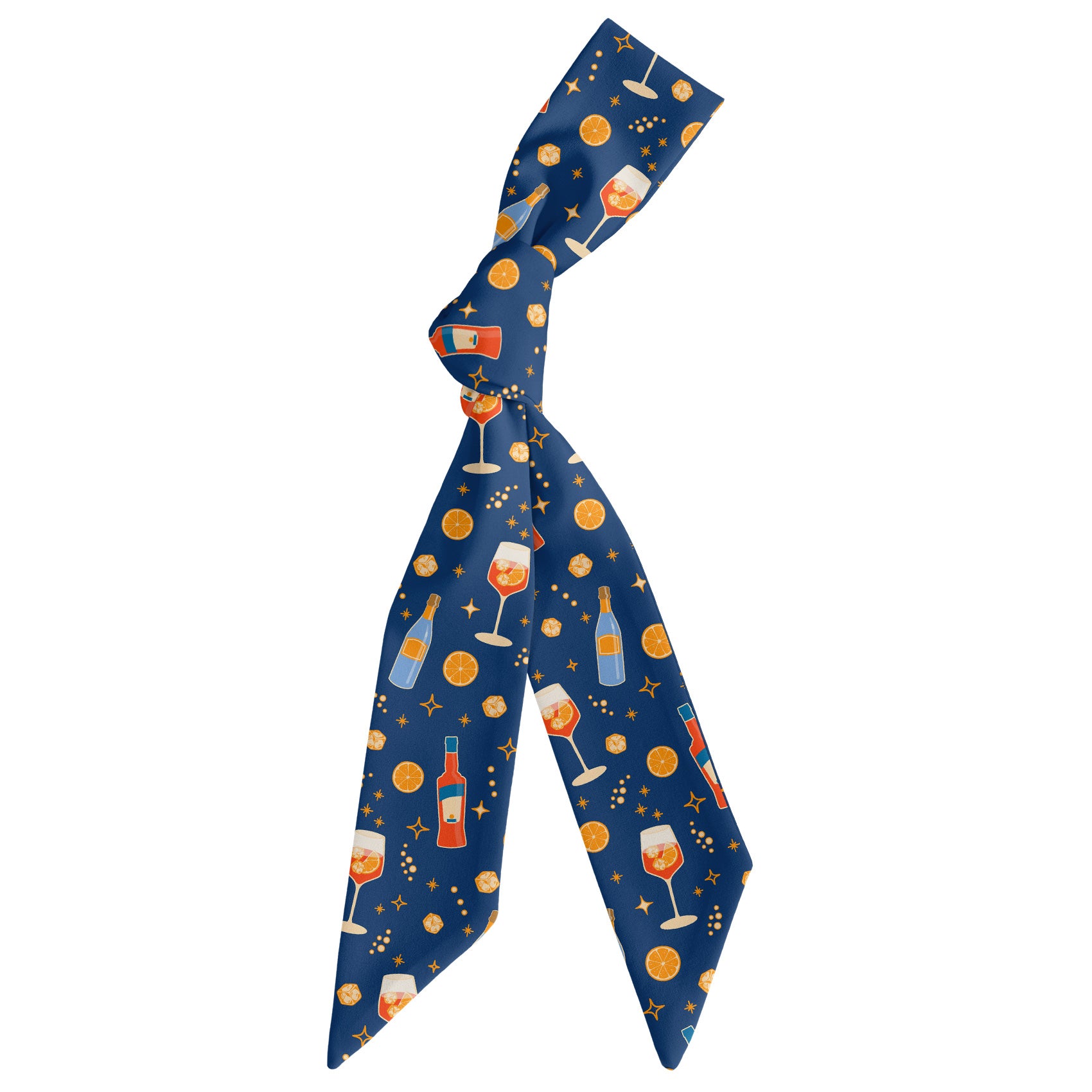 Aperol Spritz Hair Scarf - Scarf Tied Into Knot - Knotty Tie Co.
