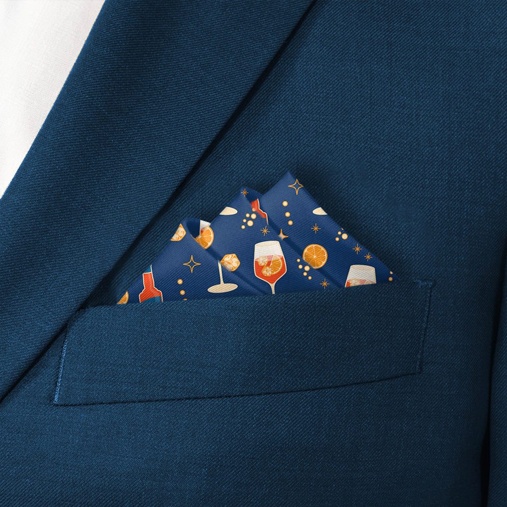 Aperol Spritz Pocket Square - Stairs Fold - Knotty Tie Co.