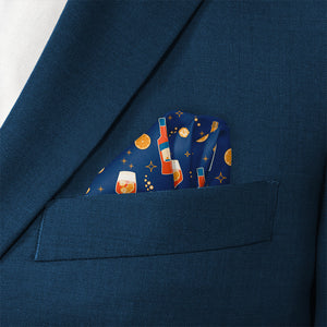 Aperol Spritz Pocket Square - Wave Fold - Knotty Tie Co.