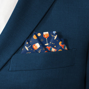 Aperol Spritz Pocket Square - Scalloped Fold - Knotty Tie Co.
