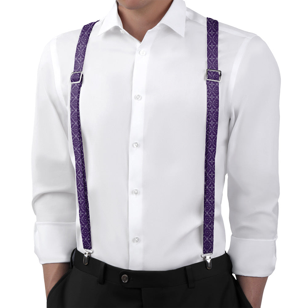Argyle Bloom Suspenders - On Model Back View - Knotty Tie Co.