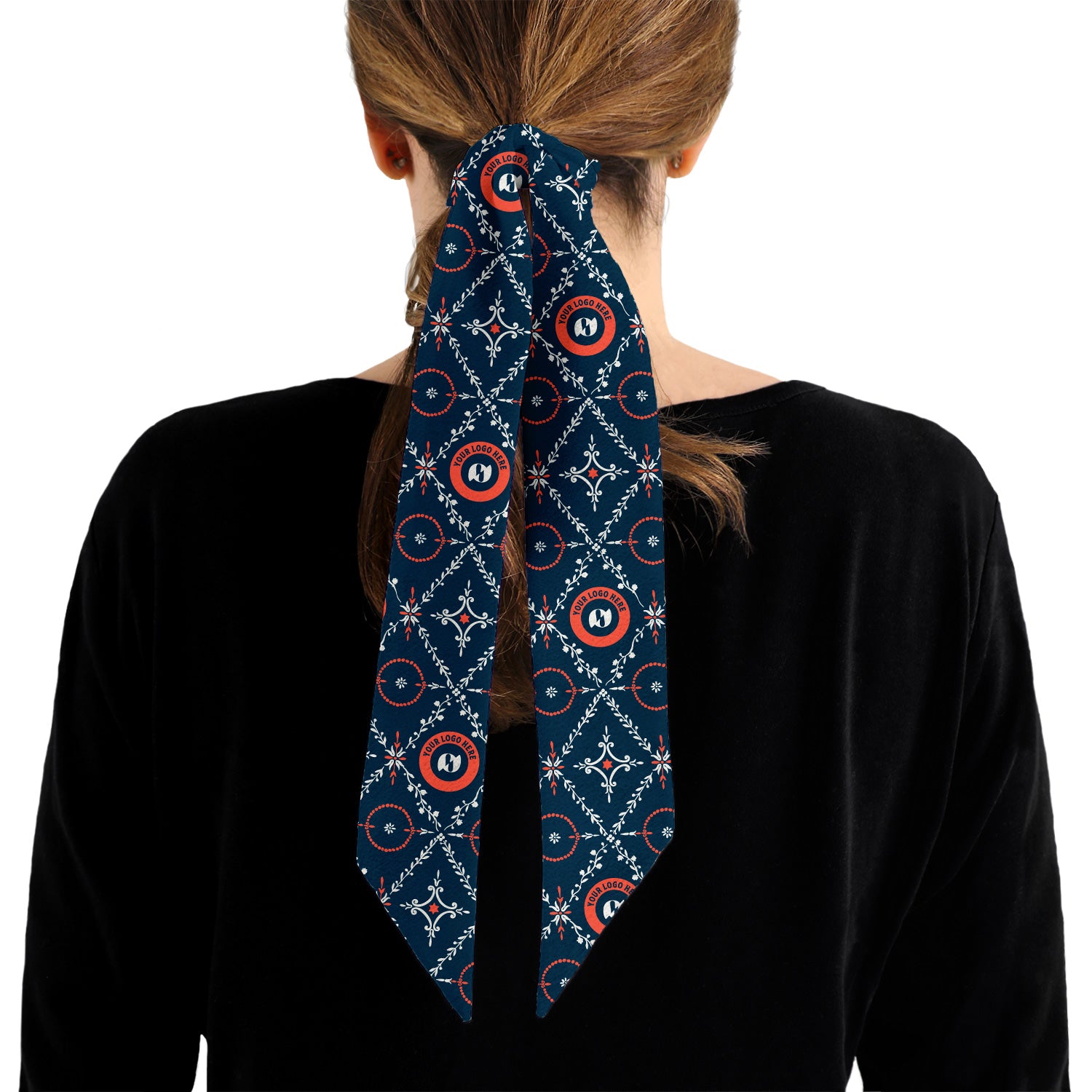 Argyle Floral 2 Hair Pony Tail Logo Scarf - Knotty Tie Co.