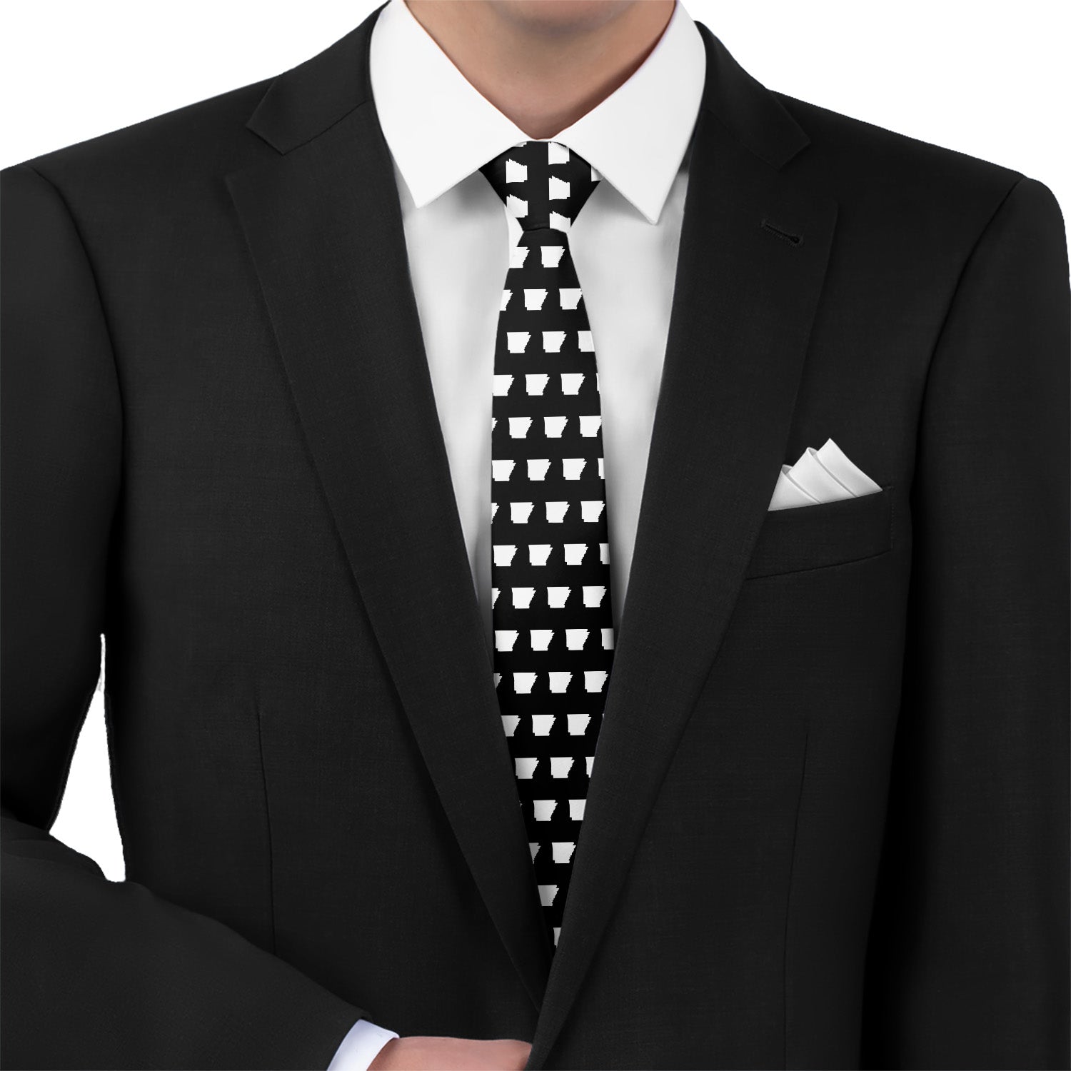 Arkansas State Outline Necktie - Matching Pocket Square - Knotty Tie Co.