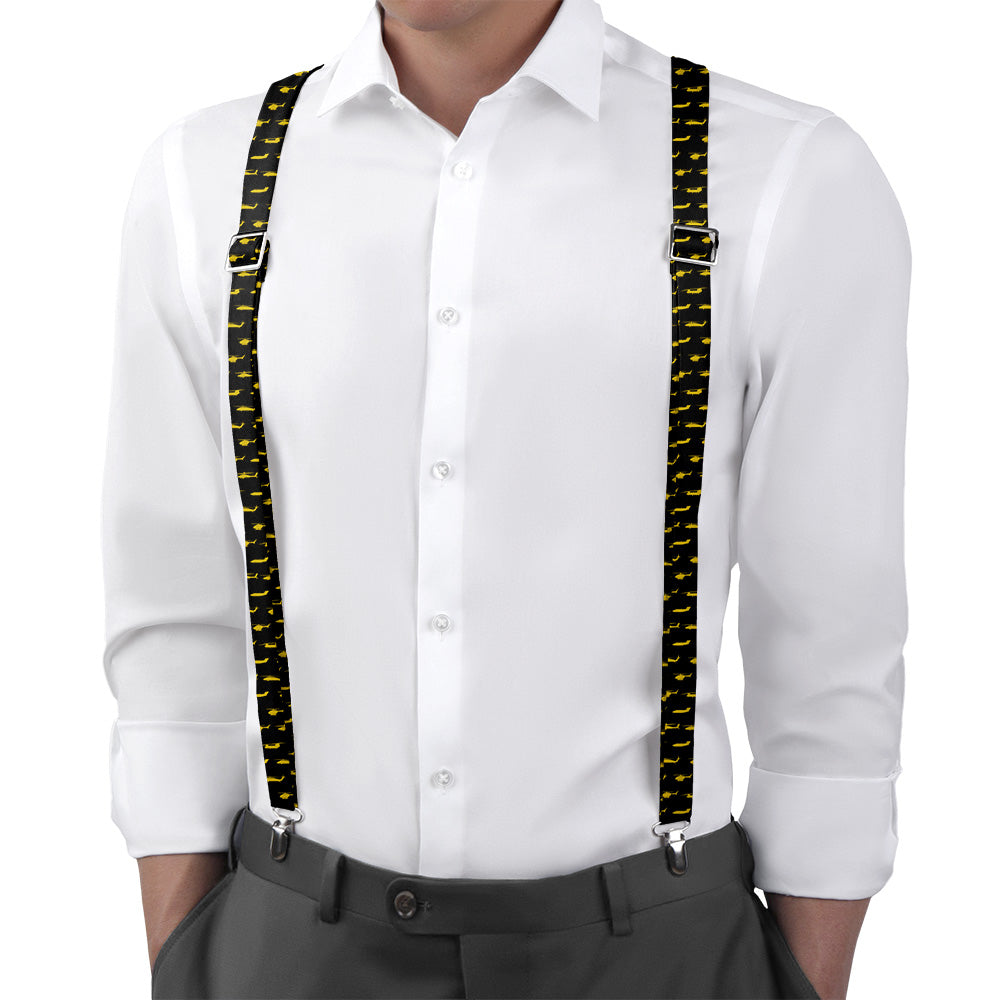 Army Aviation Suspenders - On Model Back View - Knotty Tie Co.
