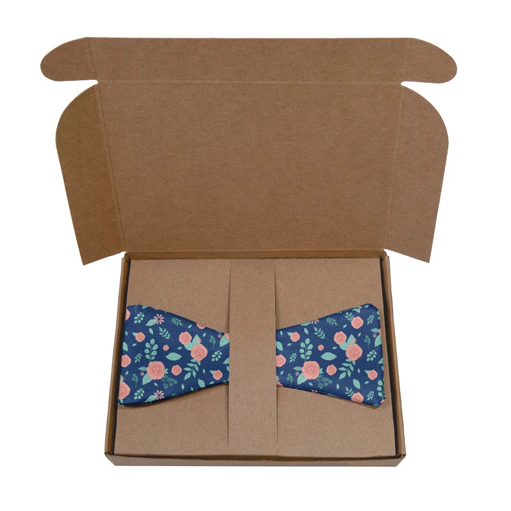 Asta Floral Bow Tie- Kraft Gift Box Packaging - Knotty Tie Co.