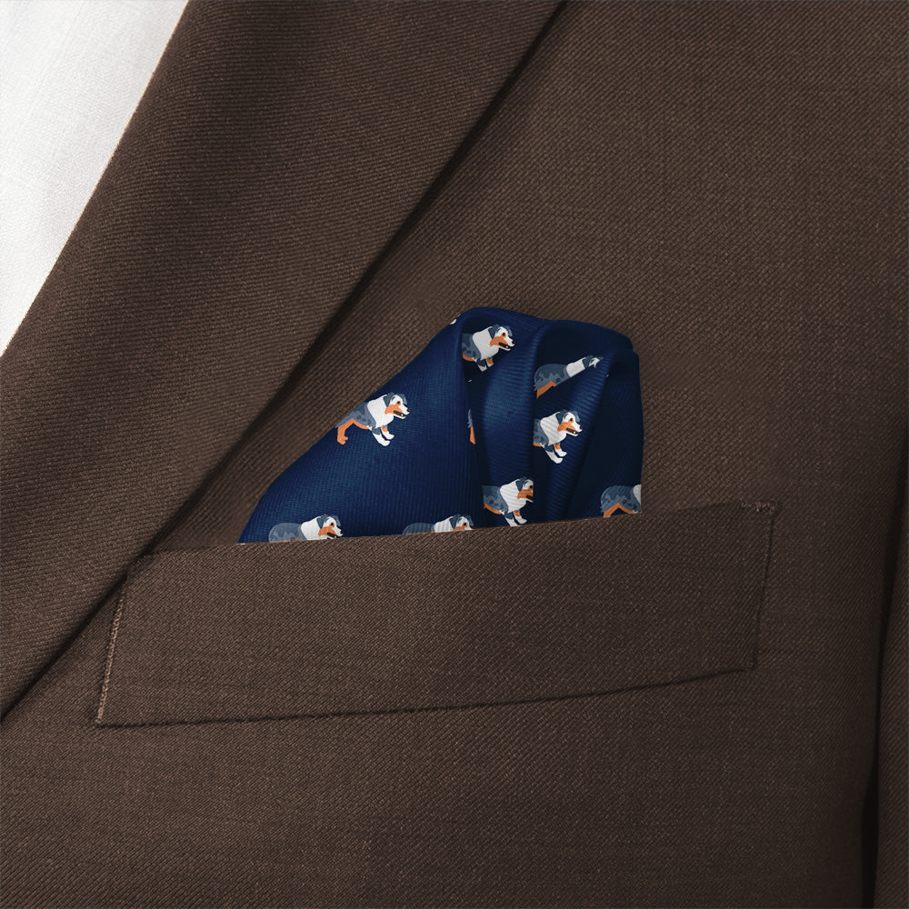 Australian Shepherd Pocket Square - Wave Fold - Knotty Tie Co.