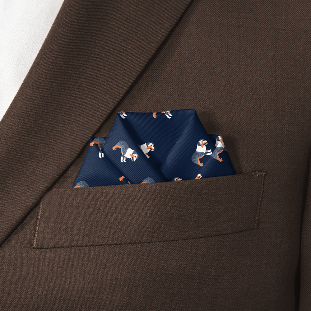 Australian Shepherd Pocket Square - Scalloped Fold - Knotty Tie Co.