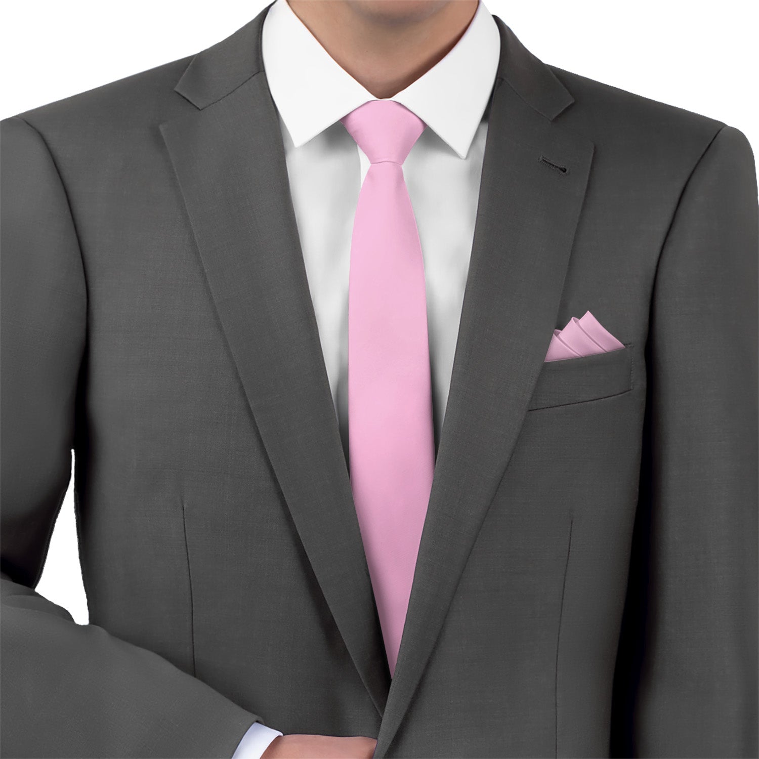 Azazie Candy Pink Necktie - Matching Pocket Square - Knotty Tie Co.